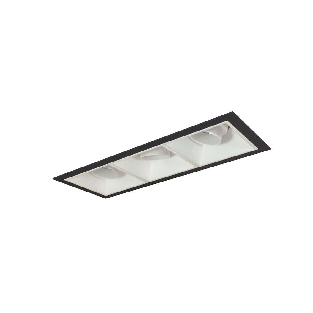Iolite MLS 3-Head Trim Set, Black Flange, 3500K, 1000lm, MPW Adj. Snoot/Adj. Gimbal Trims