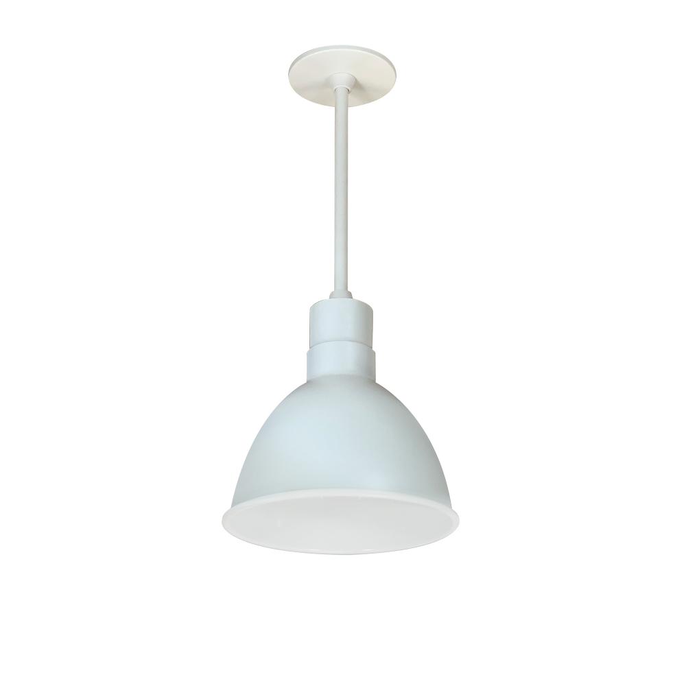 8" RLM 84" Stem Mounted LED Shade, 2200lm, 3000K, White, 120V 0-10V/Triac/ELV & 277V 0-10V