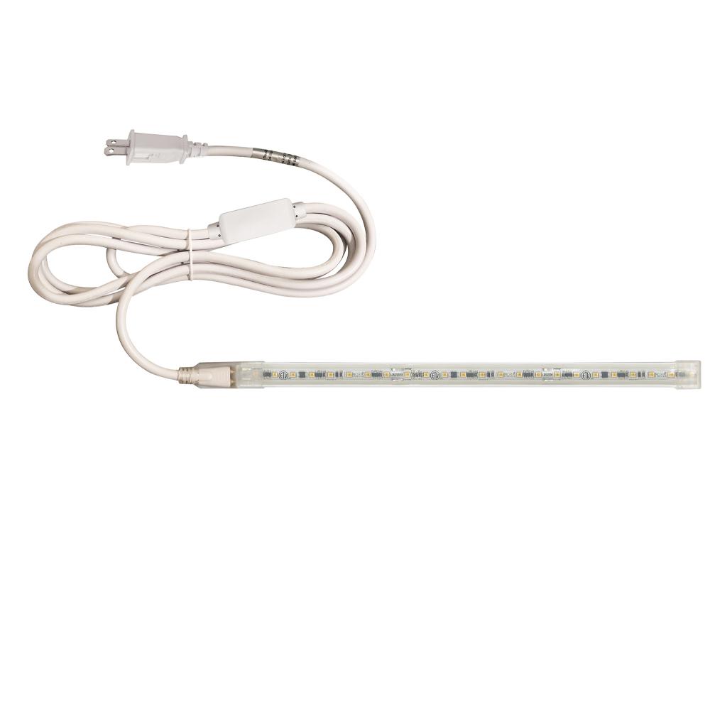 Custom Cut 12-ft 120V Continuous LED Tape Light, 330lm / 3.6W per foot, 2700K, w/ Mounting Clips and