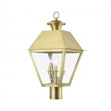 Livex Lighting 27219-08 - 3 Light Natural Brass Outdoor Large Post Top Lantern