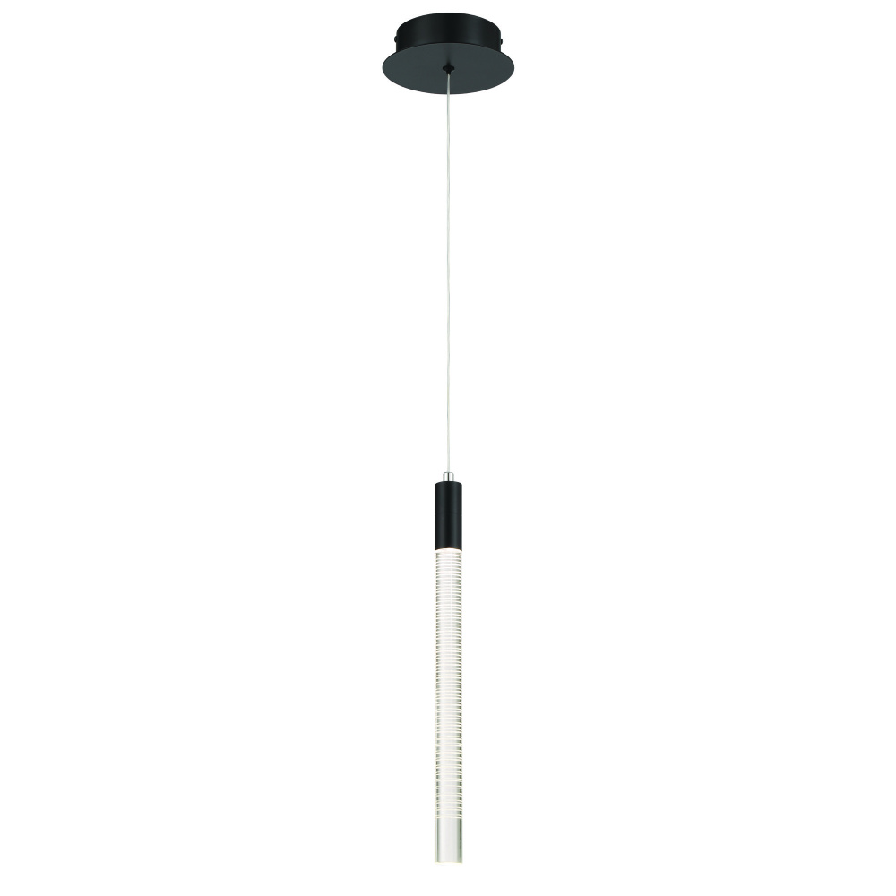 Celine 1 Light Integrated LED Pendant, Black with Laser Lined Glass Rods