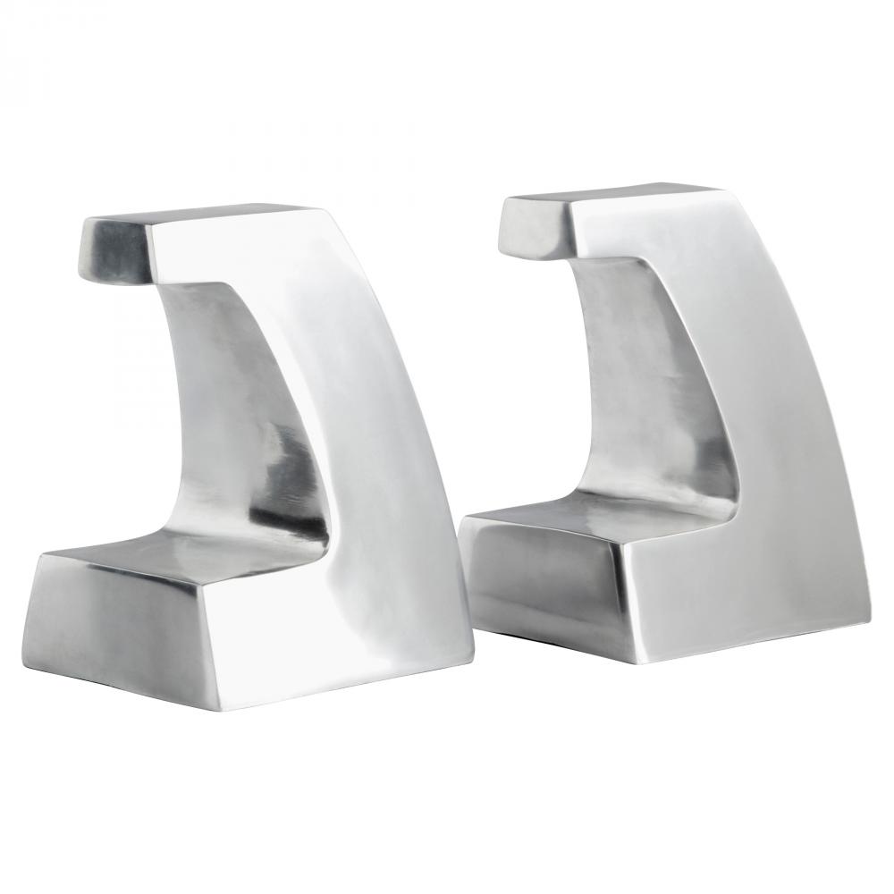 Apostrophe Bookends Designed by J Kent Martin Polished Aluminum