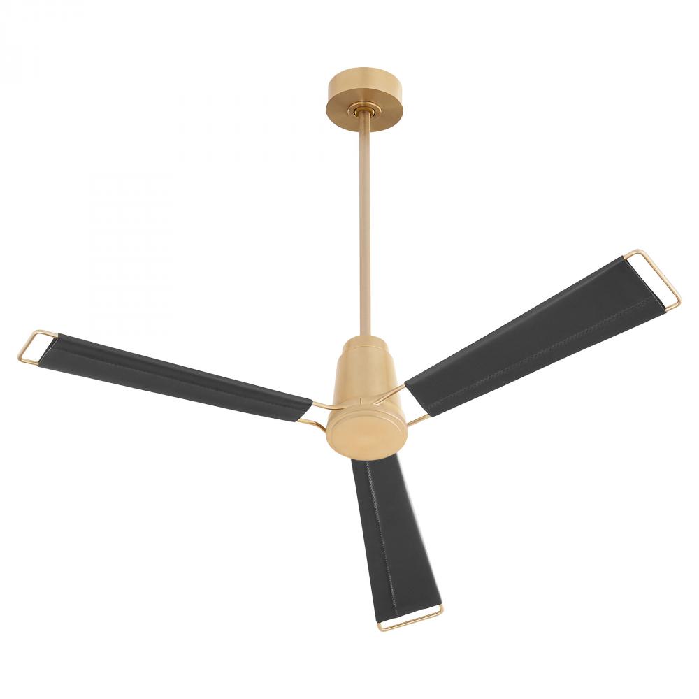Zephyr 60" Ceiling Fan Aged Brass - Light Brown Leather