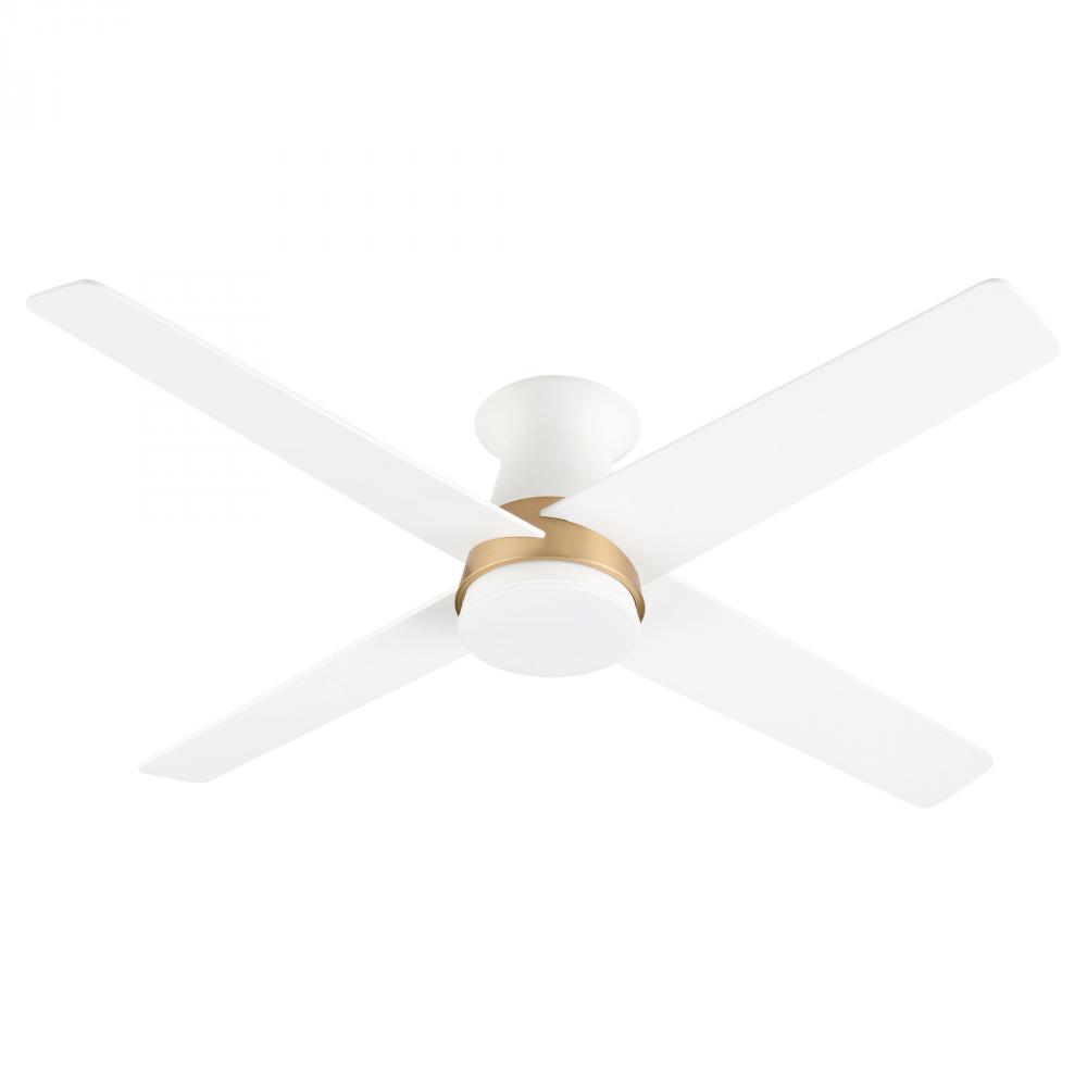 Santa Ana 52" Ceiling Fan Studio White Aged Brass Accent w - Studio White Blades