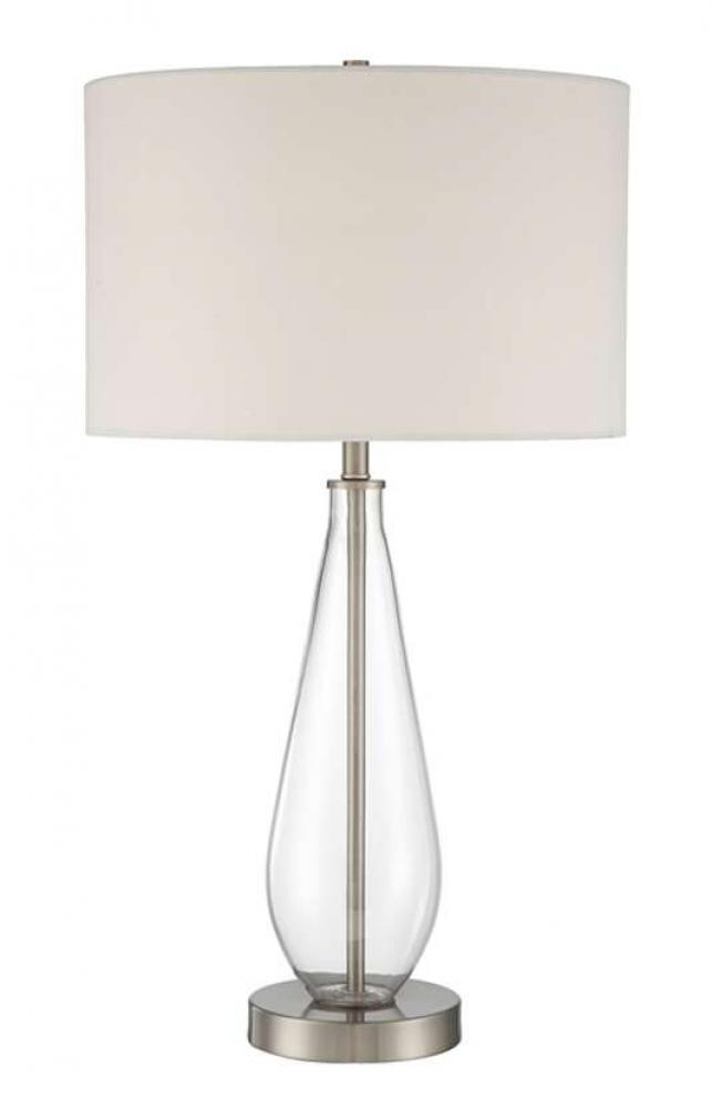 BL41LTX, Clear Glass and BNK Metal Base with Off White Hardback Shade