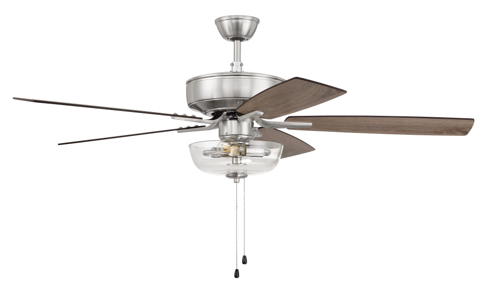 52" Ceiling Fan w/Blades, Clear Bowl LED Light Kit