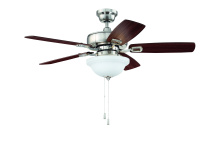 Craftmade TCE42BNK5C1-C - 42" Twist N Click Fan in Brushed Polished Nickel w/ Ash/Mahogany Blades (3-Light Bowl)