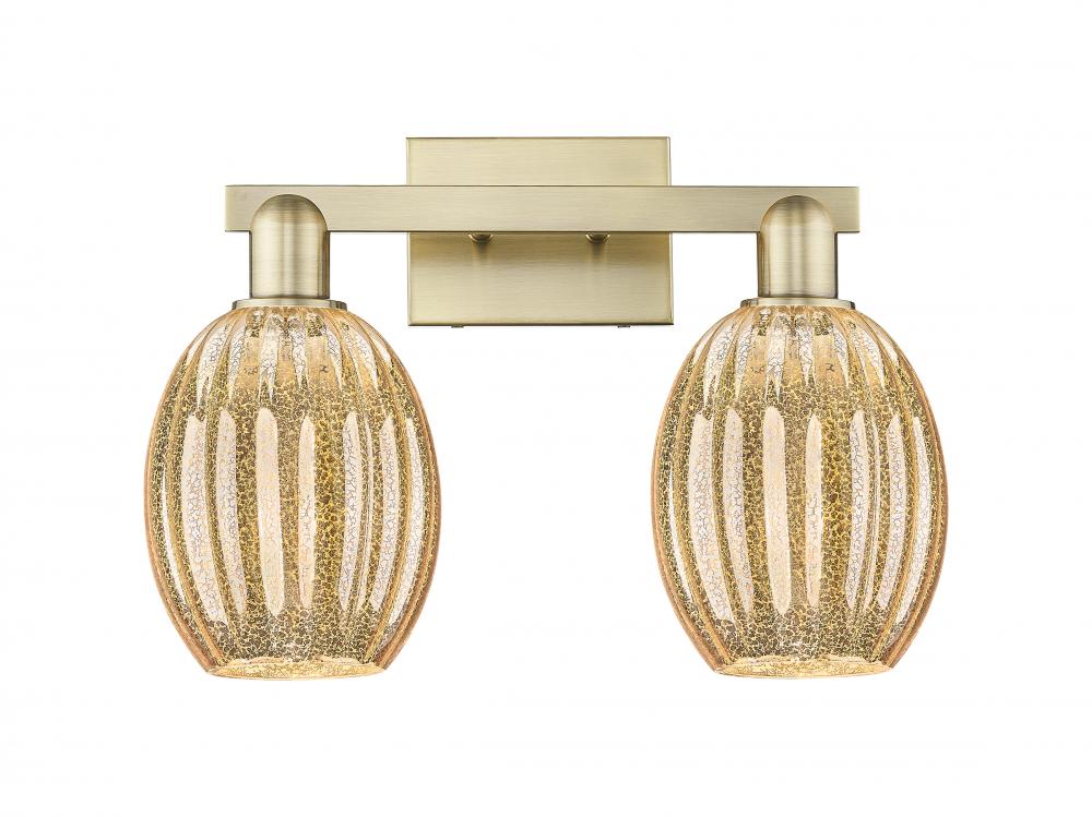 Preston Bulb - 2 Light - 16 inch - Antique Brass - Bath Vanity Light