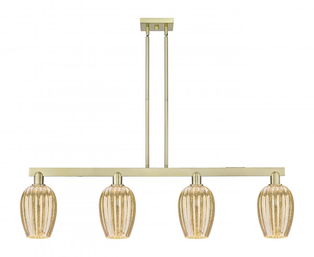 Preston Flute - 4 Light - 48 inch - Antique Brass - Cord hung - Island Light