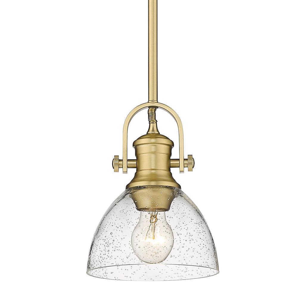 Hines Mini Pendant in Brushed Champagne Bronze with Seeded Glass Shades