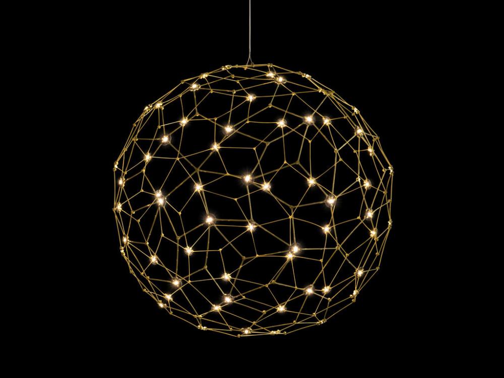 Spheris 32" LED Globe Pendant in Natural Brass