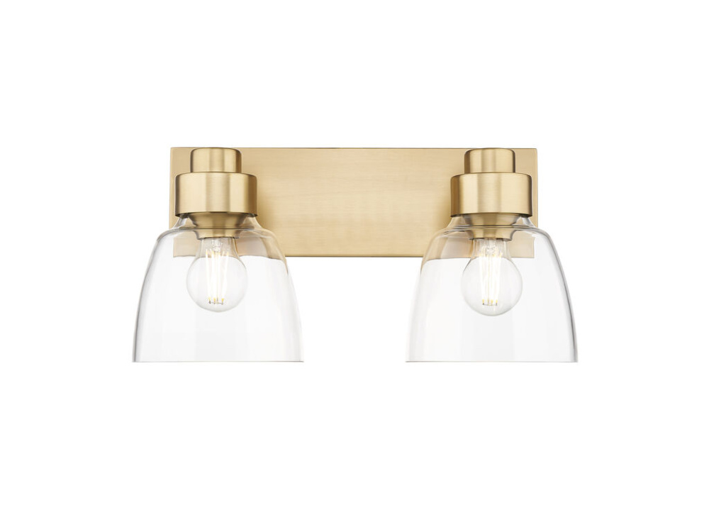 Remy  2 Light Bath Vanity in Brushed Champagne Bronze with Clear Glass Shade