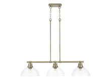 Golden 3602-3LP AB-CLR - Duncan 3-Light Linear Pendant in Aged Brass with Clear Glass