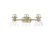 Golden 3602-BA3 AB-CLR - Duncan 3-Light Bath Vanity in Aged Brass with Clear Glass