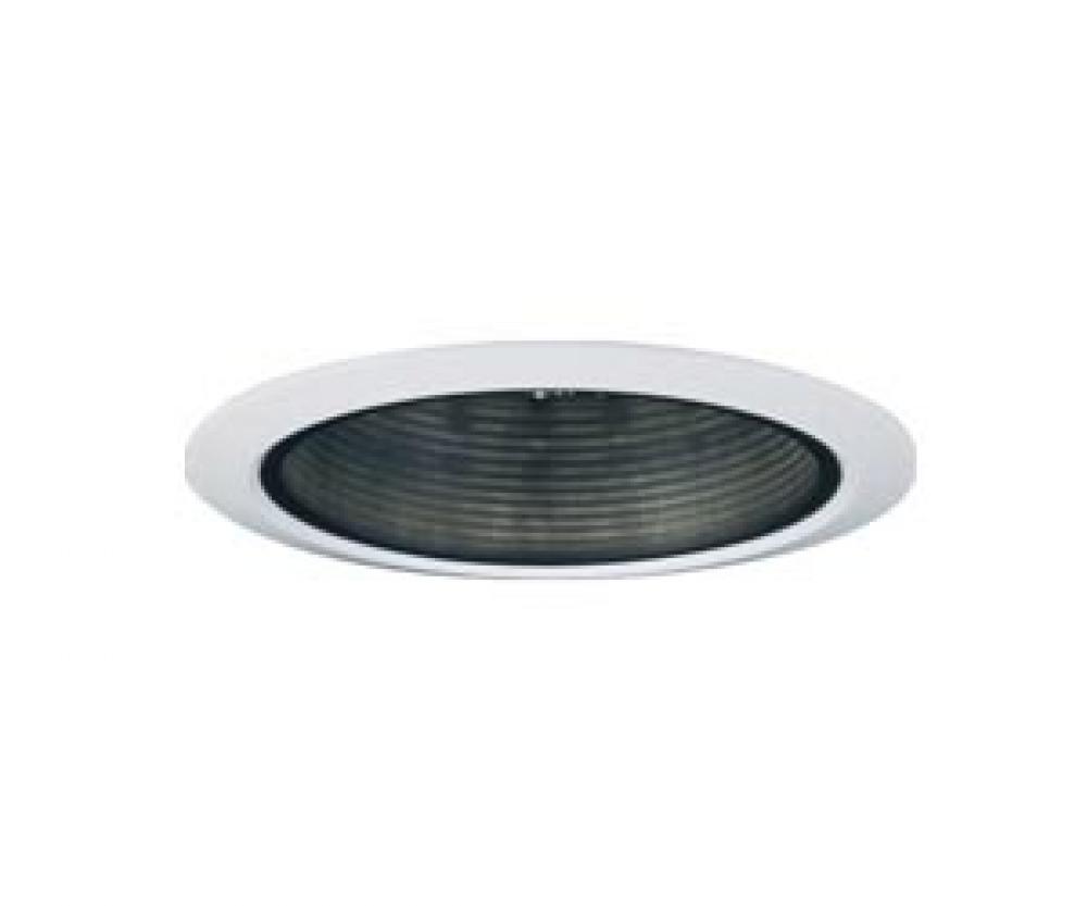 4 IN black baffle, white flange trim