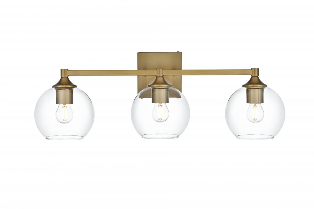 Wall sconce W24.8"x E7.6" x H8.9"L3 Satin Gold frame with Clear glass