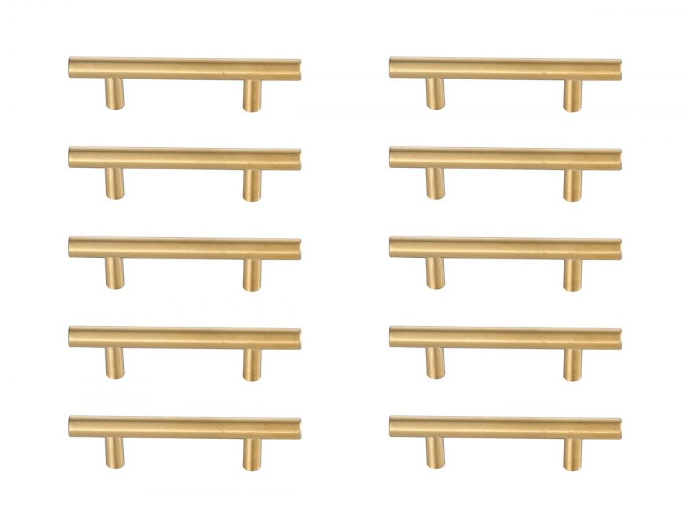 Quinn 3" Center to Center Brass Bar Pull Multipack (set of 10)
