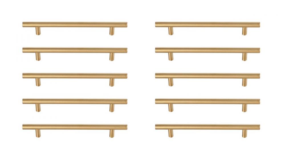 Quinn 6-5/16" Center to Center Brass Bar Pull Multipack (set of 10)