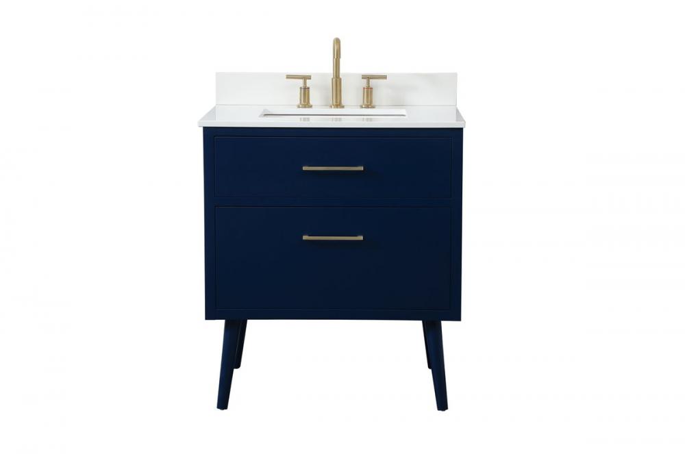30 inch bathroom vanity in Blue with backsplash