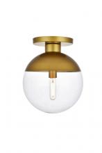 Elegant LD6061BR - Eclipse 1 Light Brass Flush Mount With Clear Glass