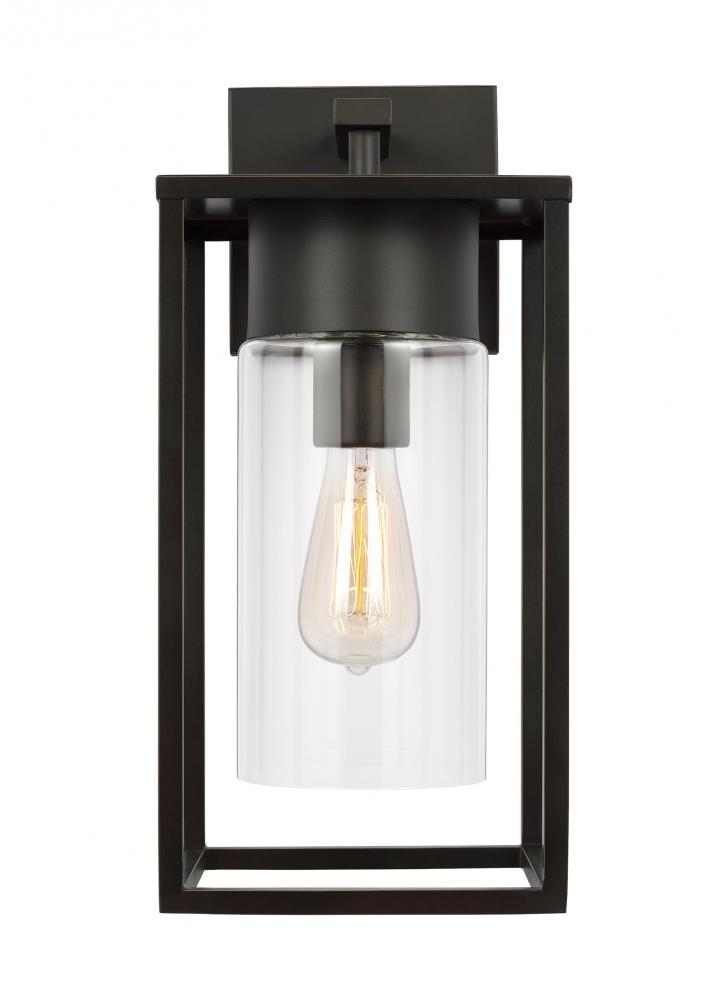 Vado transitional 1-light LED outdoor exterior large wall lantern sconce in antique bronze finish wi