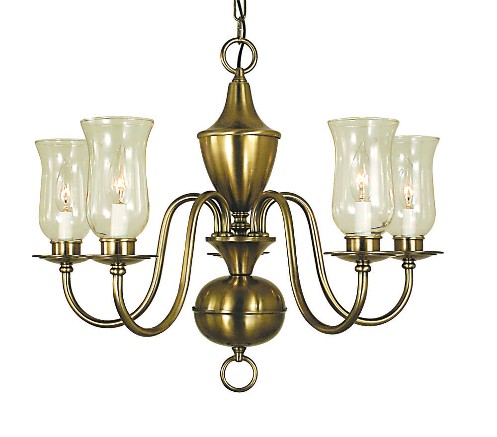 5-Light Antique Brass Jamestown Dining Chandelier