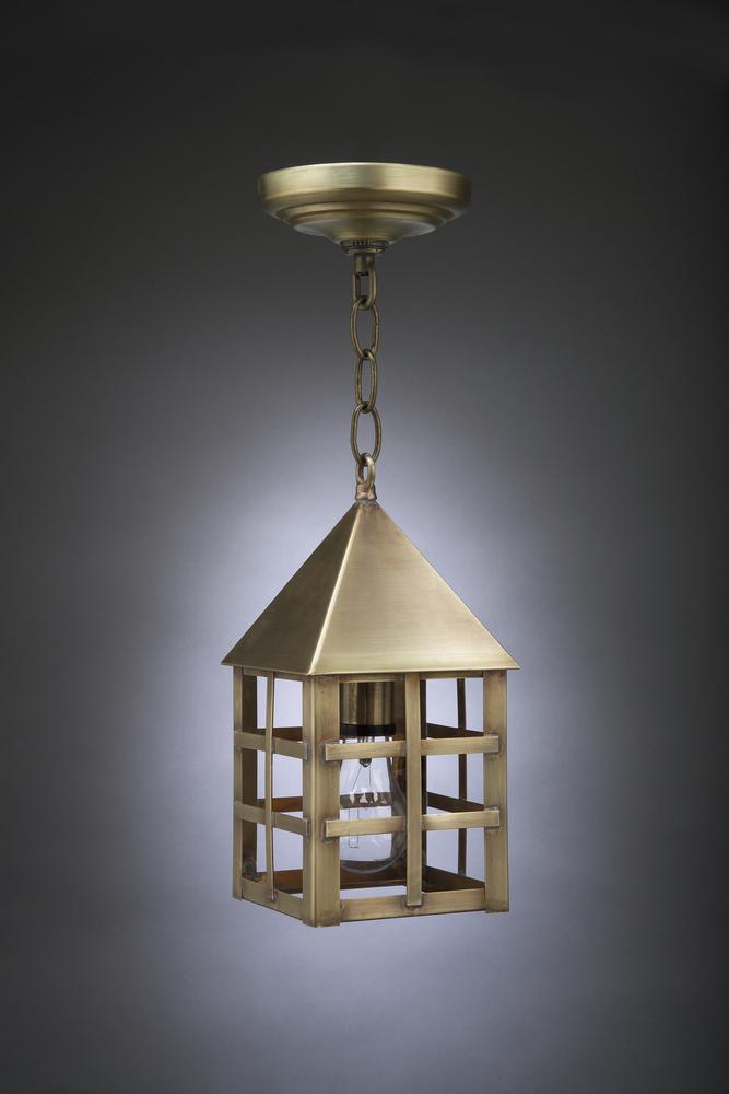 Pyramid Top H-Bars Hanging Antique Copper Medium Base Socket Clear Seedy Glass