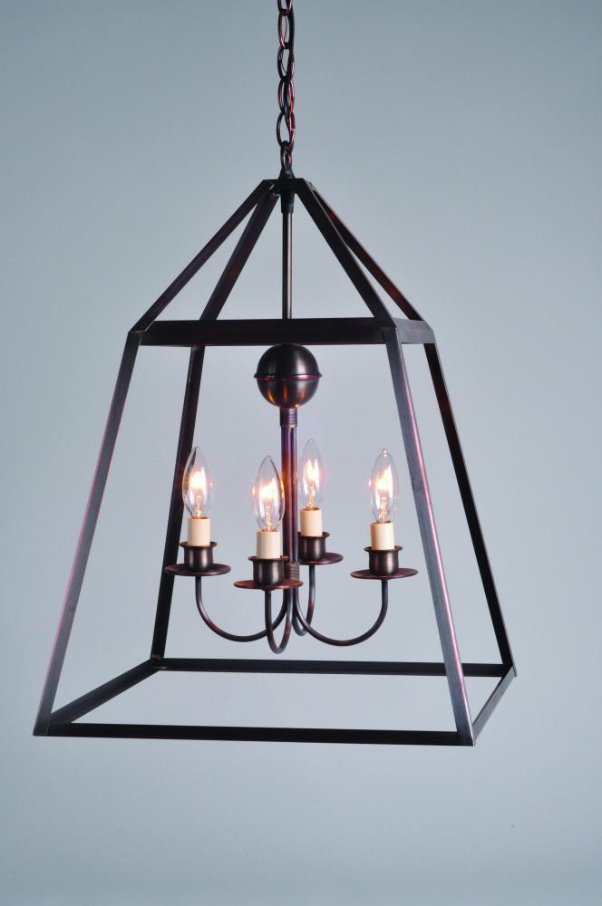 Hanging Antique Copper 904 Cluster Clear Seedy Glass